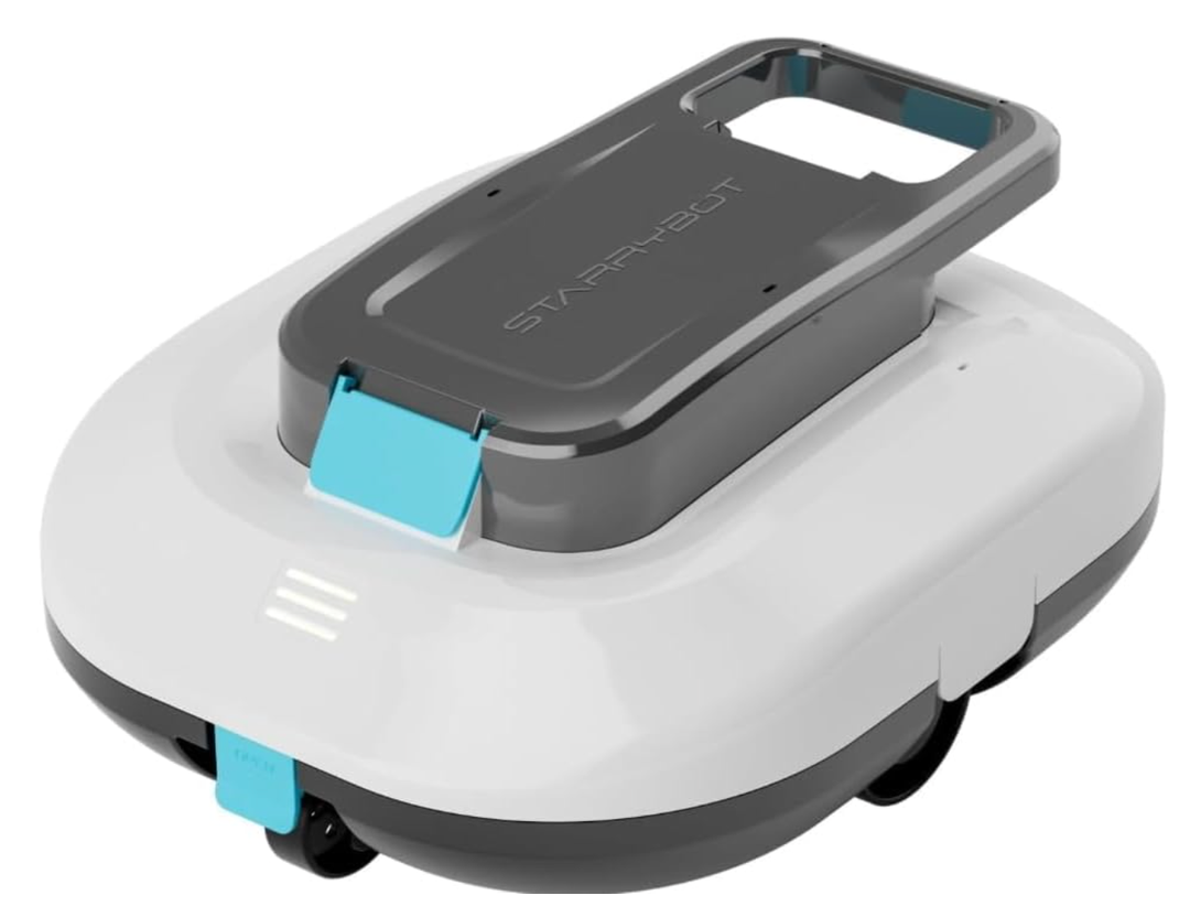 STARRYBOT Cordless Robotic Pool Cleaner with Dual high-Efficiency Motors Delivers Strong Suction, Smart Self-Parking,Smart LED Indicator,Pool Vacuum for Above-Ground Flat Pool up to 900 Sq.ft(White)