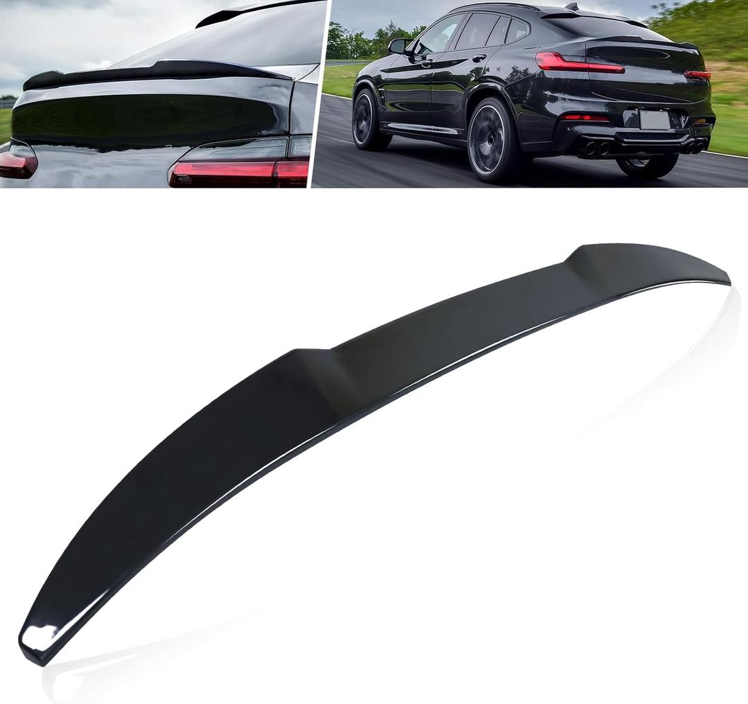 MotorFansClub Rear Spoiler Trunk Wing Fit for BMW X4 G02 2018 2019 2020 2021 2022 2023 2024 2025 Trunk Lid Spoiler (Glossy Black)