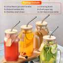 TANGLONG Mason Jar with Lid and Straw 24 oz Mason Jar Cups Set of 8 Glass Cups with Lids and Straws Mason Jars with Handle Drinking Glasses