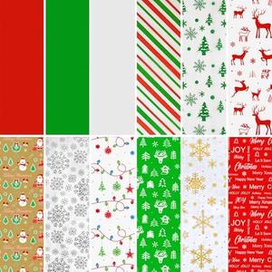 AORZIT 120 Sheets Christmas Tissue Paper - 12 Design Xmas Pattern Gift Wrapping Paper for Gift Bags, Bottles, Party Decor & DIY Craft (12 Colors)
