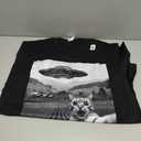 Cat Selfie with Alien UFO Funny Cat Gifts for Men Women Kid T-Shirt XL