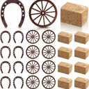 Junkin Western Party Supplies Horseshoe Decor Wagon Wheel Crafts Mini Hay Bales Vintage Table Centerpieces for Lucky Horseshoe Wedding Party Favors Cowboy Birthday Decorations (24 Pieces)