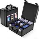 Kabinka Graded Card Storage Box, Trading Card Storage Case Holds 140+ Graded Cards, Sports Card Storage Box with TSA Combination Lock, Fits PSA/CSG/CGC/SGC/BGS/Top Loaders (Black)