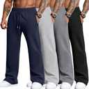 4 Pack Men's Big and Tall Sweatpants Thin Athletic Workout Joggers Baggy Lounge Drawstring Plus Pants with Pockets (XX-Large, Black, Gray, Light Gray, Navy Blue)