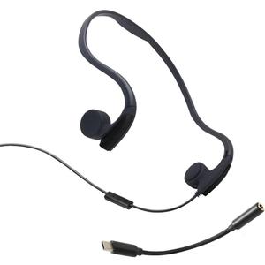 Bone Conduction Headphones Wired,Open-Ear Earphones with Microphone,3.5Mm /Type C Connector, IP68 Waterproof Earphones for Cycling Workouts Hiking,Black
