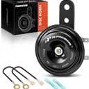 A-Premium Disc Horn High Universal Electric Horn - 12V 110 dB - Compatible with Passenger Car, Commercial/Off-Road Vehicle, ATVs, Scooter, Dirt/Pocket Bikes, Motorcycles & More, 76 mm