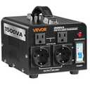 VEVOR Voltage Converter Transformer, 1500VA, Heavy Duty Step Up/ Down Power Transformer, Convert from 110V to 220V and 220V to 110V, with EU Outlets, US Outlets, Power Cord, Circuit Breaker Protection
