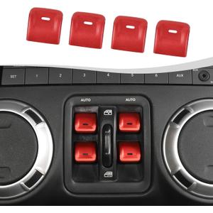 Aluminium Center Console Window Switch Button Cover Fit for 2012-2018 Jeep Wrangler JK JKU Interior Accessories(Red)
