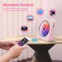 CD Player Portable Bluetooth 5.1 Desktop CD Player with HiFi Sound Speakers,Remote Control,Dust Cover,LED Display,Boombox FM Radio,USB/AUX for Home,Kids (Pink)