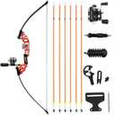 50" Recurve Bowfishing Kit 40lbs Bowfishing Bow with Reel Kits Archery Straight Bow Right Handed for Outdoor Hunting Fishing