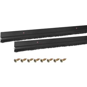 uxcell 2Pcs Door Brush Bottom Sweep H-Shape Aluminum Alloy Base with 0.4-inch PP Brush for Home, Industrial (47-inch L, Black)