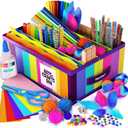 Dan&Darci Arts & Crafts Supplies Kit for Kids and Toddlers - with Storage Bin - Kid & Toddler Art & Craft Set Ages 3, 4, 5, 6, 7 & 8 Years Old - Crafting Materials Box Kits for School or Gift