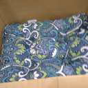 Arden Plush Indoor/Outdoor Rocking Chair Cushion Set, 18 x 20, Water Repellent, Fade Resistant, Tufted Cushion for Rocking Chairs Sapphire Aurora Blue Damask