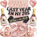 29th Birthday Party Decorations for Women Rose Gold Supplies Set with Last Year In My 20s Balloon Banner and Sash including 29 BDay Digit Balloons for Her