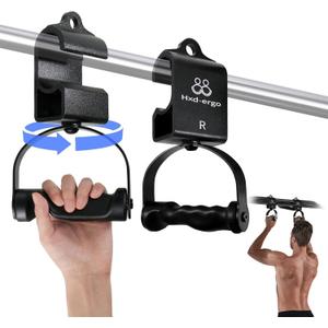 Rotating Pull-Up Handles-Ergonomic Exercise Handle for LAT Pulldown Attachments/Seated Rows/Barbell Handles -Quick Attachment to Bar for Strength Training Workout(Black)