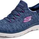 Skechers Women's Summits - Dazzling Haze Hands-Free Slip-Ins - Memory Foam Insole, Heel Pillow, Vegan Materials Sneaker (9 Wide, Navy Purple)