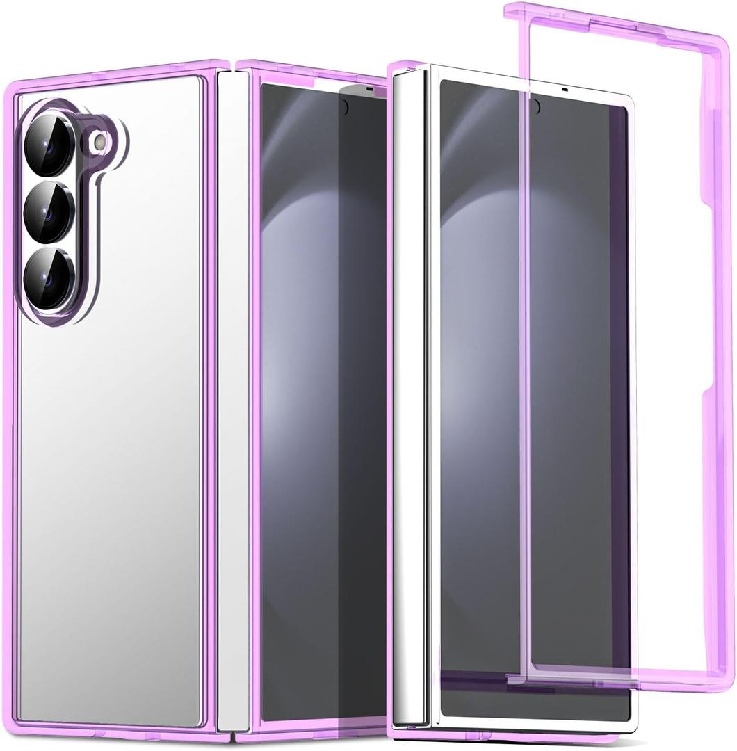 AICase for Samsung Galaxy Z Fold 6 5G Case 2024,Crystal Clear Luxury Plating Hard PC Transparent Slim Thin Cover,Anti-Scratch Shockproof Protective Case for Galaxy Z Fold 6_3