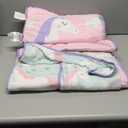 Pink and Aqua Unicorn Toddler Nap Mat with Pillow and Blanket