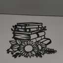 Honeydak 3 Pcs Reading Flower Book Wall Art Black Metal Library Wall Decor Sign Book Lovers Teacher Gift Silhouette Hanging Sculptures for Home Reading Room Living Room Bedroom Office (Modern Style)