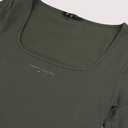 Trendy Queen Womens Long Sleeve Shirts Crop Tops Square Neck Going Out Basics Tees Y2K Winter Clothes 2025 M Khaki