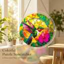 Acrylic Suncatcher Puzzle, 83 Pieces Unique Hummingbird Sun Catcher Puzzle Kit for Doors Garden and Window Hanging, DIY Suncatcher Kits for Adults, 7.4 in