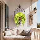 Artificial Hanging Flowers for Outdoors, 4 PCS 600 Blooms UV Resistant Morning Glory Faux Silk Vines, No-Odor Realistic Fake Plants for Garden Planter Porch Patio Decoration, Yellow