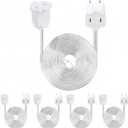 Kanayu 5 Pack 12 ft Clear Indoor Extension Cord 2 Prong Electric Cord Extender, Wire Plug in and End, Ac 120 Volts, for Outdoor Christmas Connect or Extend String Lights