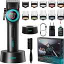 VGR 001 Professional Hair Clippers for Men, Cordless Barber Clippers for Hair Cutting, Carbon Steel Blade Hair Trimmers for Barbers, 9000RPM, LED Display, Black