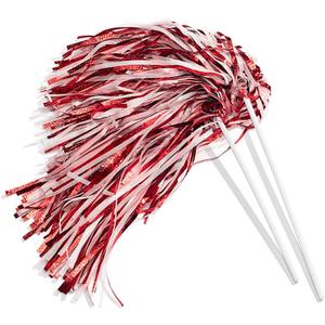 Anderson's Metallic Red and White Foil Textured School Spirit Shakers, Cheerleader Pom Poms, Football Basketball Homecoming, Squad, Team, Party, Dance, Club, Performance, Fan Celebration Pack of 10