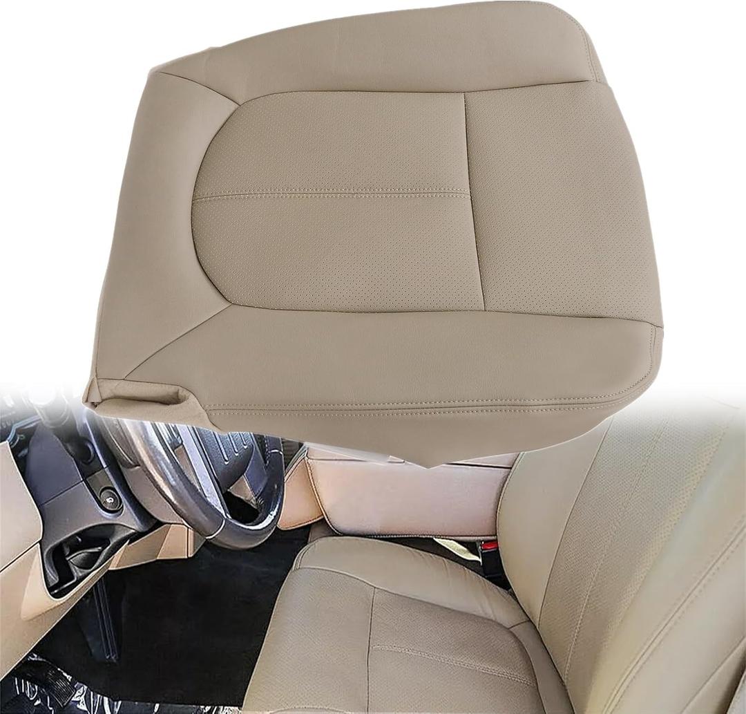 NLQR Front Passenger Side Bottom Replacement Perforated Seat Cover Tan Compatible with Ford F250 F350 F450 F550 Lariat 2011 2012 2013 2014 2015 2016