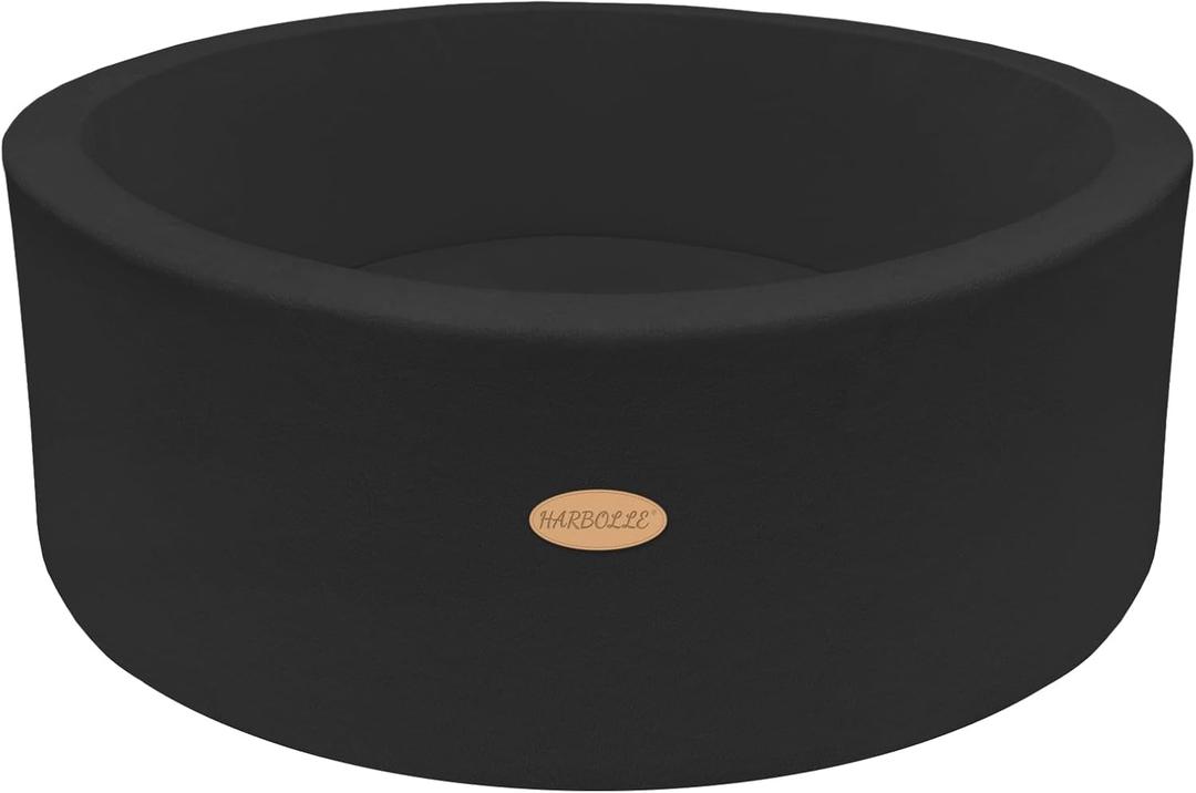 35.4" Soft Fleece Ball Pit & Playpen for Toddlers & Babies, Indoor/Outdoor Kids Foam Play Center, for Boys & Girls, Black