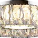 Dimmable Crystal Modern LED Flush Mount Ceiling Light,Chrome 11 Inch Small Chandelier 24W 5CCT 3000K-6000K Hallway Close to Ceiling Light Fixtures for Kitchen,Entryway,Laundry Room,Bedroom