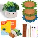 KyeeaDIY Crochet Kit for Beginners, Crochet Starter Kits for Adults, Animals, Plants, Coasters Crochet Kits with Step-by-Step Video Tutorials, Complete Crochet Kit for Crafty Lovers 