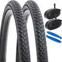 YUNSCM 2-PCS 26" Road Bike Tires 26 x 1.50/40-559 and 26" Heavy Duty Bike Tubes Schrader Valve Compatible with Road Bike 26x1.5 26 x 1.50 26X1.50 Bicycle Tires and Tubes