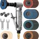 Right Angle Air Die Grinder With 22 pcs 2-inch Roll Lock Sanding Discs,1/4 inch Pneumatic Die Grinder Tool,Mini Angle Grinder Kit For Grinding,Polishing,Deburring