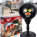 Desktop Punching Bag with Double Suction Cup Base for Stress Relief, Upgraded Spring & Durable Tabletop Boxing Ball for Office or Home, Fun Gift for Men, Women & All Ages (Black)