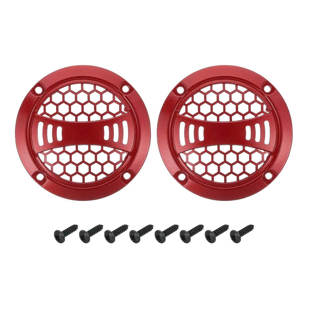 MECCANIXITY 2 Pcs 2inch Red Speaker Grill Mesh Plastic Woofer Guard Protector Dust Cover Red Decorative Circle Plastic Frame with Screws for Home Audio Car Speaker Replacement
