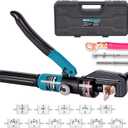 AMZCNC 10 Ton Hydraulic Crimping Tool with 11 Standard American Dies, Crimps 12AWG to 4/0 AWG, Copper and Aluminum Cable Crimping Tool, 2/0 AWG Wire Rope Crimping Tools, 4/0 AWG Battery Cable Crimper