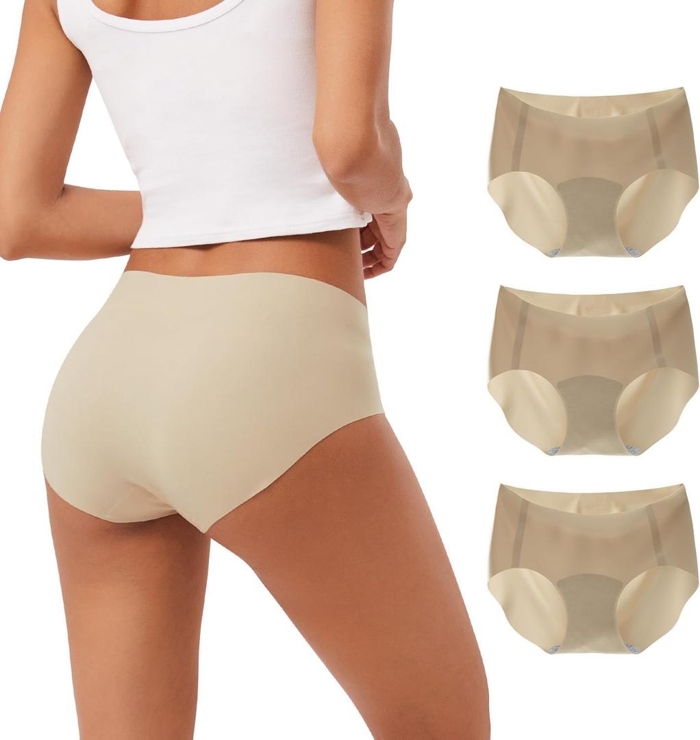 INNERSY Women's Seamless No Show Hipster Panties Invisible Light Underwear 3-Pack (Medium)