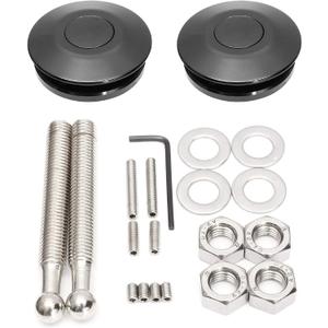2Pack Quick Release Latch Universal 2.44in/62mm Diameter Universal Aluminum Alloy Push Button Quick Latch Hood Pins Lock Clip Kit for Auto Car Hood Pins Lock(2Pack-Black Pro)