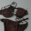 ZAFUL Women's Metallic Shiny Bikini Sets Underwire Criss Cross Back Two Piece Swimsuit Side Tie Thong Bathing Suit XL