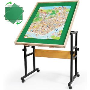 ALL4JIG 1500 Pieces 360Rotating Puzzle Table for Adults Gifts, Wooden Jigsaw Puzzle Table with 4 Drawers & Cover, Vertical Placement Option (Standard Vertical Assembly  With Wheels)