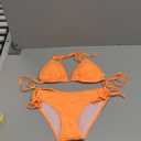 American Trends Women's String Two Piece Halter Top Triangle Bikini Set with Tie Side Bottom Sexy Swimsuit Bathing Suits (8-10, 39 Neon Orange)