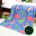 Dinosaur Blanket for Boys Girls, Soft Warm Plush Fleece Dino Throw Blanket for Couch Bed Travel, Dinosaur Toys for Kids Ages 3-10, Cute Room Decor, Glow in The Dark, Easter Basket Stuffers 50"x60"