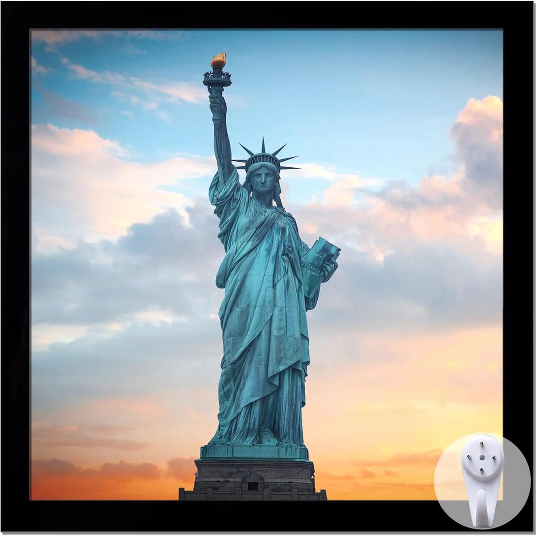 OMAIGAR 18x18 Picture Frame for 18by18 Square Poster Photo Canvas Certificate Black High Transparent Photo Frame Wall Desktop Horizontal Vertical 18 x 18