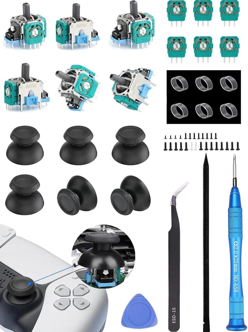 Ps5 Joystick Replacement for Sony PlayStation 5 Ps5 Controller Repair Kit for Ps5 Analog Stick Replacement 3D Sensor Module Joystick for Dualsense Ps5 Controllerjoystick Replacement Accessory (6 Pack)