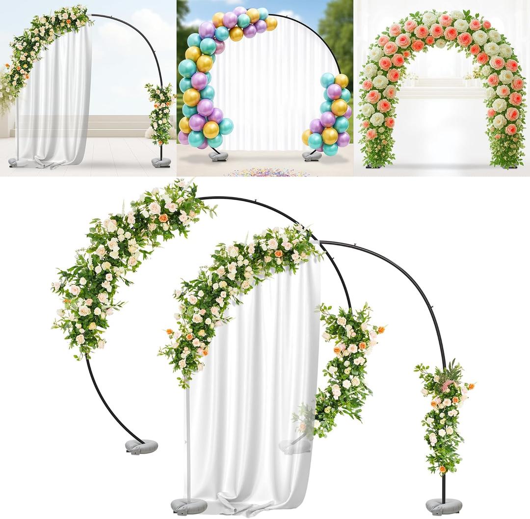 VERDEVISTA Convertible 6.5 FT Round Backdrop Stand - Heavy Duty Balloon Arch Stand with 2 Waterbags - Multiuse Photo Backdrop Arch, Black Circle Ring Balloon Arch Frame for Wedding Baby Shower & More