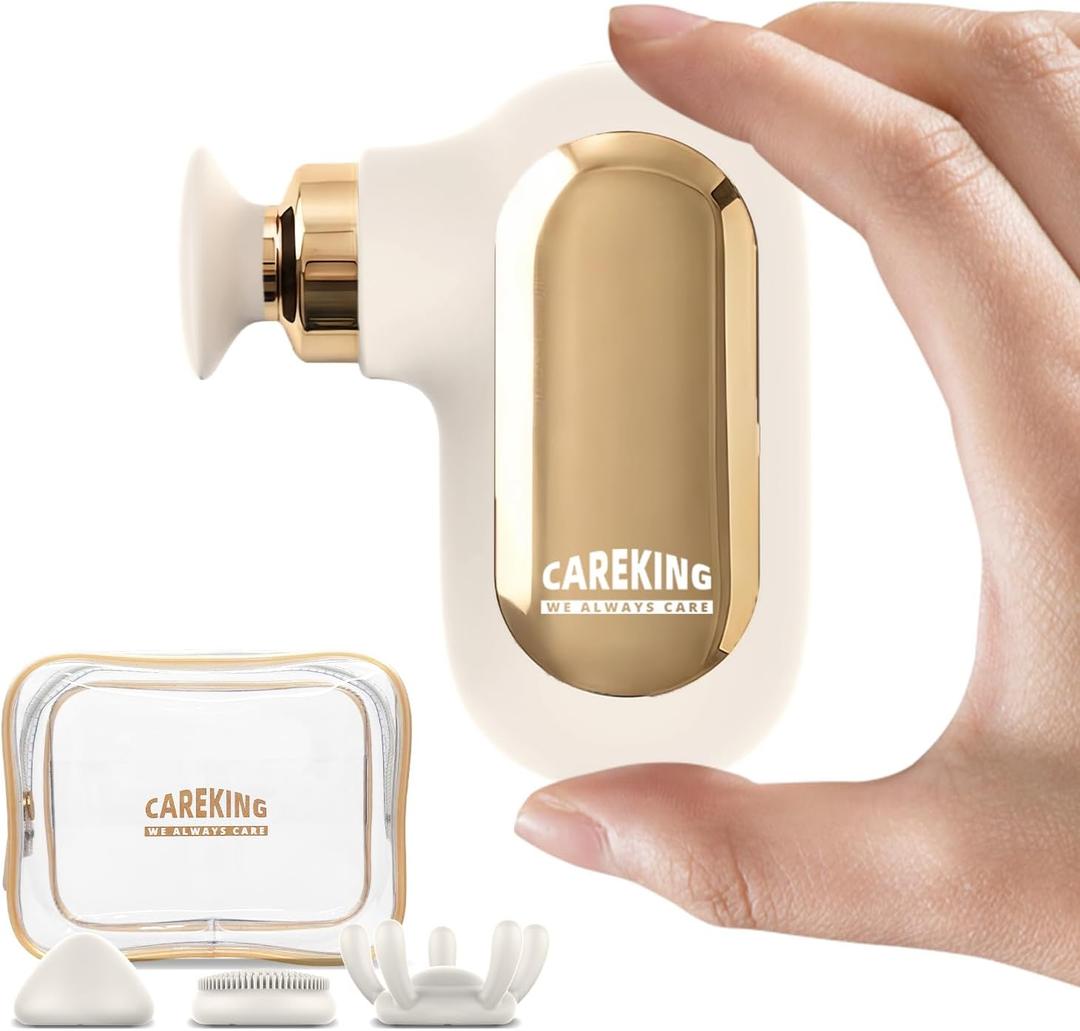 Mini Massage Gun Travel Size, Powerful Small Massage Gun Deep Tissue for Pain Relief, Muscle Massager for Neck Shoulder Thigh Scalp Quiet Pocket Massager with Carry Case