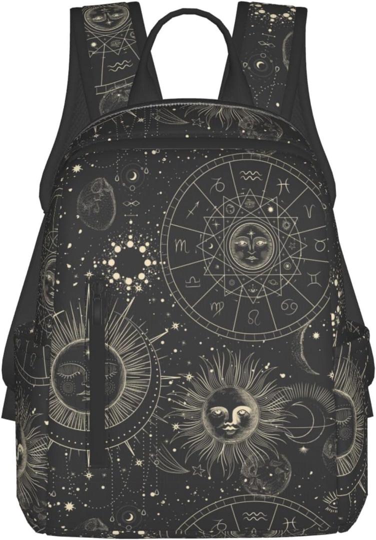 bassyil Twelve Constellations Mystical And Astrology Elements Backpack Bookbag Laptop Backpacks Multipurpose Daypack For Men Women Picnic Travel Hiking