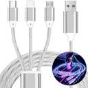 TISTIPPL 3 in 1 Light up Charging Cable,Multi LED Charging Cable,Light Up Charger Cord,3A USB Cable,Compatible with Most Smart Phones